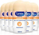 Sanex Dermo Invisible Roll-On Antiperspirant 6x50ml - antiperspirant deodorant - up to 48-hour sweat and odour protection - anti-stain protection - restores skins natural pH - dermatologically tested Sanex Dermo Invisible Roll-On Antiperspirant 6x50ml - antiperspirant deodorant - up to 48-hour sweat and odour protection - anti-stain protection - restores skins natural pH - dermatologically tested