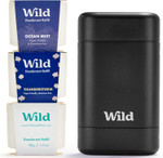Wild - Mens Natural Refillable Deodorant Starter Kit - Black Case with Fresh Cotton & Sea Salt, Ocean Mist & Thunderstorm Scents - Long Lasting Protection - Aluminium Free - Vegan & Eco-Friendly Wild - Mens Natural Refillable Deodorant Starter Kit - Black Case with Fresh Cotton & Sea Salt, Ocean Mist & Thunderstorm Scents - Long Lasting Protection - Aluminium Free - Vegan & Eco-Friendly