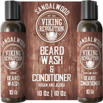 Viking Revolution - Beard Shampoo And Conditioner - Natural Beard Wash & Beard Conditioner With Argan & Jojoba Oils - Softens & Strengthens - Gifts For Men - Sandalwood - 2 x 150 ml Viking Revolution - Beard Shampoo And Conditioner - Natural Beard Wash & Beard Conditioner With Argan & Jojoba Oils - Softens & Strengthens - Gifts For Men - Sandalwood - 2 x 150 ml
