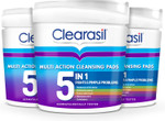 Clearasil 5-In-1 Multi-Action Cleansing Salicylic Acid Pads, Face Exfoliating For Acne Prone Skin, Unblock Pores, Reduces Blackheads, Pimples & Excess Oil, Everyday Spot Prevention, 65 Each x 3 Clearasil 5-In-1 Multi-Action Cleansing Salicylic Acid Pads, Face Exfoliating For Acne Prone Skin, Unblock Pores, Reduces Blackheads, Pimples & Excess Oil, Everyday Spot Prevention, 65 Each x 3