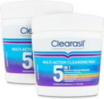 Clearasil 5-In-1 Multi-Action Cleansing Salicylic Acid Pads, Face Exfoliating For Acne Prone Skin, Unblock Pores, Reduces Blackheads, Pimples & Excess Oil, Everyday Spot Prevention, 65's (Pack Of 2) Clearasil 5-In-1 Multi-Action Cleansing Salicylic Acid Pads, Face Exfoliating For Acne Prone Skin, Unblock Pores, Reduces Blackheads, Pimples & Excess Oil, Everyday Spot Prevention, 65's (Pack Of 2)