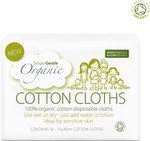 Simply Gentle Organic Dry Wipes/Cotton Cloths Perfect for Sensitive Skin - Pure Cotton Cloths for Newborn Baby - Free from Odours Parabens & Alcohol - Multi-Purpose - Disposable Cloth - 50 Pieces