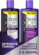 PROVOKE Touch Of Silver Brightening Purple Shampoo & Intensive Conditioner 400ml, Neutralises Yellow & Orange Tones, Formulated With Violet & Blue Pigments PROVOKE Touch Of Silver Brightening Purple Shampoo & Intensive Conditioner 400ml, Neutralises Yellow & Orange Tones, Formulated With Violet & Blue Pigments