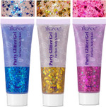 Body Glitter Gel 3PCS, 50ml Mermaid Silver Pink Face Hair Glitter Gel Sequins Shimmer Liquid Eyeshadow, Liquid Holographic Glitter Gel, Chunky Glitter for Music Festival, Parties, Performances, Stages Body Glitter Gel 3PCS, 50ml Mermaid Silver Pink Face Hair Glitter Gel Sequins Shimmer Liquid Eyeshadow, Liquid Holographic Glitter Gel, Chunky Glitter for Music Festival, Parties, Performances, Stages