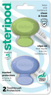 Steripod Clip-On Toothbrush Protector, Green and Blue, 2 Count
