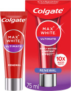 Colgate Max White Ultimate Renewal Whitening Toothpaste 75ml - 10X Whiter Teeth* - Instant Teeth Whitening Toothpaste^ - Deeply* Whitens - Helps Prevent Future Stains - Enamel Safe For Daily Use Colgate Max White Ultimate Renewal Whitening Toothpaste 75ml - 10X Whiter Teeth* - Instant Teeth Whitening Toothpaste^ - Deeply* Whitens - Helps Prevent Future Stains - Enamel Safe For Daily Use