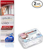 White Glo Premium Coffee & Tea Drinkers Formula Intense Extra Whitening Toothpaste & Toothbrush-100 ml ((with Sanitral 50 Pcs Dental Floss Stick Included as a Gift) White Glo Premium Coffee & Tea Drinkers Formula Intense Extra Whitening Toothpaste & Toothbrush-100 ml ((with Sanitral 50 Pcs Dental Floss Stick Included as a Gift)