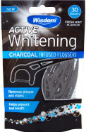 Wisdom Active Whitening - Charcoal Floss Harps (1 pack - 30 flossers)