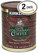 2 X Kirkland Signature 100% Colombian Filter Coffee Supremo Bean Dark Roast Fine Grind 1.36kg 2 X Kirkland Signature 100% Colombian Filter Coffee Supremo Bean Dark Roast Fine Grind 1.36kg