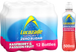 Lucozade Sport Zero Sugar - Raspberry & Passionfruit 12x500ml | Sugar Free Sports Drink, with Vitamin B3 and electrolyte | Zero Sugar | Only 4 calories per serving | Still | Made with Natural Flavours Lucozade Sport Zero Sugar - Raspberry & Passionfruit 12x500ml | Sugar Free Sports Drink, with Vitamin B3 and electrolyte | Zero Sugar | Only 4 calories per serving | Still | Made with Natural Flavours