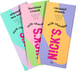 NICKS Keto chocolate blocks, Milk chocolate caramel crunch no added sugar, low carb, gluten free, chocolates without palm oil (3x75g) NICKS Keto chocolate blocks, Milk chocolate caramel crunch no added sugar, low carb, gluten free, chocolates without palm oil (3x75g)