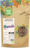 Wholefood Earth Organic Dried White Mulberries 500 g | Raw | Sundried | GMO Free | Vegan | High Fibre | Certified Organic Wholefood Earth Organic Dried White Mulberries 500 g | Raw | Sundried | GMO Free | Vegan | High Fibre | Certified Organic