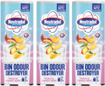 Neutradol Dustbin Odour Destroyer, Bin Freshener Deodorising Powder, Odour Eliminator for Indoor & Outdoor Bins, Peach & Mango Burst, Multipack of 3 x 350g