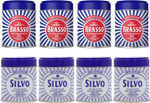 Brasso Wadding x 4 & Silvo Wadding x 4 Metal Polish For Brass, Copper, Stainless Steel, Chrome & Silver 75g