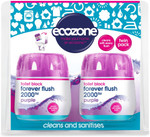 EcoZone Forever Flush 2000 Purple Toilet Blocks, Eco Friendly Alternative to Loo Rim Hangers, Cistern Capsules Clean & Descale WCs, Natural Vegan & Non Toxic Cleaner, Recyclable Plastic (Set of 2)