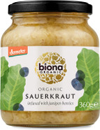 Biona Organic Sauerkraut 350 g, Pack of 6 - Infused with Juniper Berries - Fresh, Naturally Fermented Organic White Cabbage - Pasteurised - High in Protein, Naturally Vegan - No Additives Biona Organic Sauerkraut 350 g, Pack of 6 - Infused with Juniper Berries - Fresh, Naturally Fermented Organic White Cabbage - Pasteurised - High in Protein, Naturally Vegan - No Additives