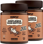 SUNFLY Protein Chocolate Spread - Nut-Free, High-Protein Cocoa Spread from Sunflower Seeds - 70% Less Sugar - Palm Oil & Top 14 Allergen Free, Vegan - Rich in Vitamins & Minerals - 2 x 330g Jars SUNFLY Protein Chocolate Spread - Nut-Free, High-Protein Cocoa Spread from Sunflower Seeds - 70% Less Sugar - Palm Oil & Top 14 Allergen Free, Vegan - Rich in Vitamins & Minerals - 2 x 330g Jars
