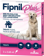 Fipnil Plus Spot On Solution Flea Drops, Tick & Lice Repellent (For Large Dogs (20.1kg-40kg) 3 Pipettes) Fipnil Plus Spot On Solution Flea Drops, Tick & Lice Repellent (For Large Dogs (20.1kg-40kg) 3 Pipettes)