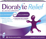 Dioralyte Relief Blackcurrant - Fast and Effective Rehydration Treatment to Help Replace the Loss of Body Fluid and Electrolytes (minerals and salts) - Blackcurrant Flavour- 6 sachets Dioralyte Relief Blackcurrant - Fast and Effective Rehydration Treatment to Help Replace the Loss of Body Fluid and Electrolytes (minerals and salts) - Blackcurrant Flavour- 6 sachets
