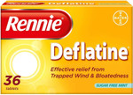 Rennie Deflatine Trapped Wind & Bloatedness Relief Tablets Sugar-Free Mint - 36 Tablets **2 PACK DEAL Rennie Deflatine Trapped Wind & Bloatedness Relief Tablets Sugar-Free Mint - 36 Tablets **2 PACK DEAL