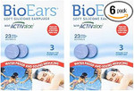BioEars Soft Silicone Earplugs with ACTIValoe. Premium Silicone. Protection from Water and Noise, 3 Count (Pack of 2)