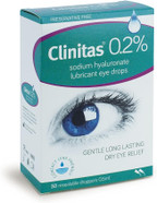 Clinitas 0.2% Soothe Eye Drops for Dry Eye. Suitable for Contact Lens wearers and Preservative Free for The Relief of Dry and Gritty Eyes 30 x 0.5 ml vials and Fully resealable Clinitas 0.2% Soothe Eye Drops for Dry Eye. Suitable for Contact Lens wearers and Preservative Free for The Relief of Dry and Gritty Eyes 30 x 0.5 ml vials and Fully resealable
