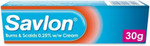 Savlon Burns & Scalds 0.25% w/w Cream, First Aid Treatment to Provide Effective Relief for Minor Burns, Scalds and Sunburn Blisters (30g, 1 pack) Savlon Burns & Scalds 0.25% w/w Cream, First Aid Treatment to Provide Effective Relief for Minor Burns, Scalds and Sunburn Blisters (30g, 1 pack)