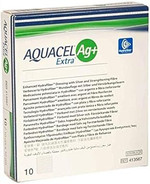 Aquacel AG Extra Silver Hydrofiber Wound Dressings 10cm x 10cm x 10 4"x4" 420675 Aquacel AG Extra Silver Hydrofiber Wound Dressings 10cm x 10cm x 10 4"x4" 420675