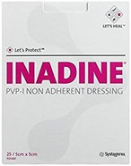Inadine 5cm x 5cm x5 Non-Adherent Wound Dressings, Povidone-Iodine, Antimicrobial Inadine 5cm x 5cm x5 Non-Adherent Wound Dressings, Povidone-Iodine, Antimicrobial