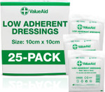 Value Aid Wound Dressings Adhesive - Breathable Non-Woven Sterile Dressing Pads - Comfortable Stretch-and-Conform Design - Pack of 25, Individually Wrapped (6cm x 7cm)