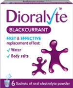 Dioralyte - Fast and Effective Supplement Treatment for Reducing Dehydration and Replacing Electrolytes (Mineral Salts) of Lost Body Water and Salts- Blackcurrant Flavour - 6 Sachets (Pack of 2)