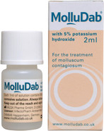 Molludab Molluscum Solution, with 5% Potassium Hydroxide to treat Molluscum Contagiosum, 2 ml Molludab Molluscum Solution, with 5% Potassium Hydroxide to treat Molluscum Contagiosum, 2 ml
