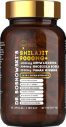 Dr. Sosnowski's BioActive Shilajit Blend with Ashwagandha, Rhodiola Rosea, Lions Mane, Panax Ginseng, Royal Jelly, Ginkgo Biloba, Turmeric, Bee Propolis, Cordyceps and Stinging Nettle| 60 Capsules Dr. Sosnowski's BioActive Shilajit Blend with Ashwagandha, Rhodiola Rosea, Lions Mane, Panax Ginseng, Royal Jelly, Ginkgo Biloba, Turmeric, Bee Propolis, Cordyceps and Stinging Nettle| 60 Capsules