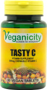 Veganicity Tasty C 500mg : Antioxidant Vitamin C Supplement - 30 Vegan Tablets, in a Planet-Friendly 99% Recycled Pot Veganicity Tasty C 500mg : Antioxidant Vitamin C Supplement - 30 Vegan Tablets, in a Planet-Friendly 99% Recycled Pot