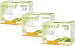 Masmi organic tampons, 3 pack, made from certified organic cotton. Superplus