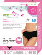 Organic Period Briefs, Washable and Reusable, Made of Organic Cotton, Black, Masmi Reuse (M = 94-102 cm Hip Circumference) Organic Period Briefs, Washable and Reusable, Made of Organic Cotton, Black, Masmi Reuse (M = 94-102 cm Hip Circumference)
