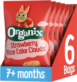 Organix Strawberry Rice Cake Clouds, Baby Rice Cakes Snack, Finger Food, 7+ Months 40 g (Pack of 6) Organix Strawberry Rice Cake Clouds, Baby Rice Cakes Snack, Finger Food, 7+ Months 40 g (Pack of 6)