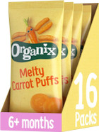 Organix Melty Carrot Puffs, Organic Baby Snack, Finger Food, Multipack, 4 x 18 g Bags Per Pack (4 Packs Total) Organix Melty Carrot Puffs, Organic Baby Snack, Finger Food, Multipack, 4 x 18 g Bags Per Pack (4 Packs Total)