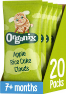 Organix Apple Organic Rice Cake Clouds Finger Food Snack 7+ Months, 4 x 18 g Bags Per Pack (5 Packs Total)