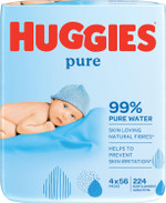 Huggies Pure, Baby Wipes, 4 Packs (224 Wipes Total) - Natural Wet Wipes for Sensitive Skin - 99 Percent Pure Water - Fragrance Free to Clean and Protect Huggies Pure, Baby Wipes, 4 Packs (224 Wipes Total) - Natural Wet Wipes for Sensitive Skin - 99 Percent Pure Water - Fragrance Free to Clean and Protect