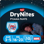 Huggies DryNites, Boys Night Time Pants - Sizes 3-5 Years (10 Pants) - Absorbent Pyjama Pants for All Night Comfort - Unbeatable Night Time Protection Huggies DryNites, Boys Night Time Pants - Sizes 3-5 Years (10 Pants) - Absorbent Pyjama Pants for All Night Comfort - Unbeatable Night Time Protection