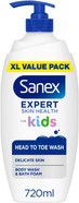 Sanex Expert Skin Health Head to Toe Kids Body Wash 720ml - protects delicate skin - childrens shower gel - gently cleanses - 12h hydration - dermatologically tested - paediatrician approved Sanex Expert Skin Health Head to Toe Kids Body Wash 720ml - protects delicate skin - childrens shower gel - gently cleanses - 12h hydration - dermatologically tested - paediatrician approved