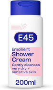 E45 Shower Cream for Dry, Sensitive, and Itchy Skin - Moisturising Body Wash for Men and Women - Helps Maintain Skin pH - Suitable for Eczema and Dermatologically Tested - 200 ml