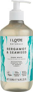 I Love Naturals Bergamot & Seaweed Hand Wash, Natural Oils Of Orange & Basil, Gently Removes Impurities, Refreshing & Cleansing Formula, 500ml
