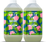 Faith In Nature Natural Wild Rose Hand Wash and Body Wash Set, Vegan & Cruelty Free, No SLS or Parabens, 2 x 5L Pack