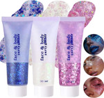3 PCS Body Glitter Gel, Face Glitters Body Gel Sequins Shimmer Liquid Eyeshadow, Mermaid Sequins Liquid Holographic Glitter Gel, Chunky Glitter for Face Hair Nails(Blue/White/Pink) 3 PCS Body Glitter Gel, Face Glitters Body Gel Sequins Shimmer Liquid Eyeshadow, Mermaid Sequins Liquid Holographic Glitter Gel, Chunky Glitter for Face Hair Nails(Blue/White/Pink)