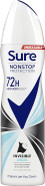 Sure Invisible Aqua Nonstop Protection deodorant spray that protects against white marks and yellow stains Anti-perspirant Deodorant Aerosol 72h protection against sweat and odour 150 ml Sure Invisible Aqua Nonstop Protection deodorant spray that protects against white marks and yellow stains Anti-perspirant Deodorant Aerosol 72h protection against sweat and odour 150 ml