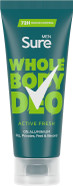 Sure Men Active Fresh Whole Body Deodorant Men's Deodorant Cream with a herbal, citrus & woody fragrance for 72 hour odour control 75 ml (Pack of 2) Sure Men Active Fresh Whole Body Deodorant Men's Deodorant Cream with a herbal, citrus & woody fragrance for 72 hour odour control 75 ml (Pack of 2)