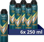 Sure Men Nonstop Protection Energise Anti-Perspirant Aerosol men's deodorant spray with Body Heat Activated technology for 72 hour protection against odour and sweat 6x 250 ml Sure Men Nonstop Protection Energise Anti-Perspirant Aerosol men's deodorant spray with Body Heat Activated technology for 72 hour protection against odour and sweat 6x 250 ml