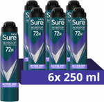 Sure Men Nonstop Protection Active Dry Antiperspirant Deodorant with Body Heat Activated technology Spray for 72-hour odour and sweat protection 6x 250 ml Sure Men Nonstop Protection Active Dry Antiperspirant Deodorant with Body Heat Activated technology Spray for 72-hour odour and sweat protection 6x 250 ml